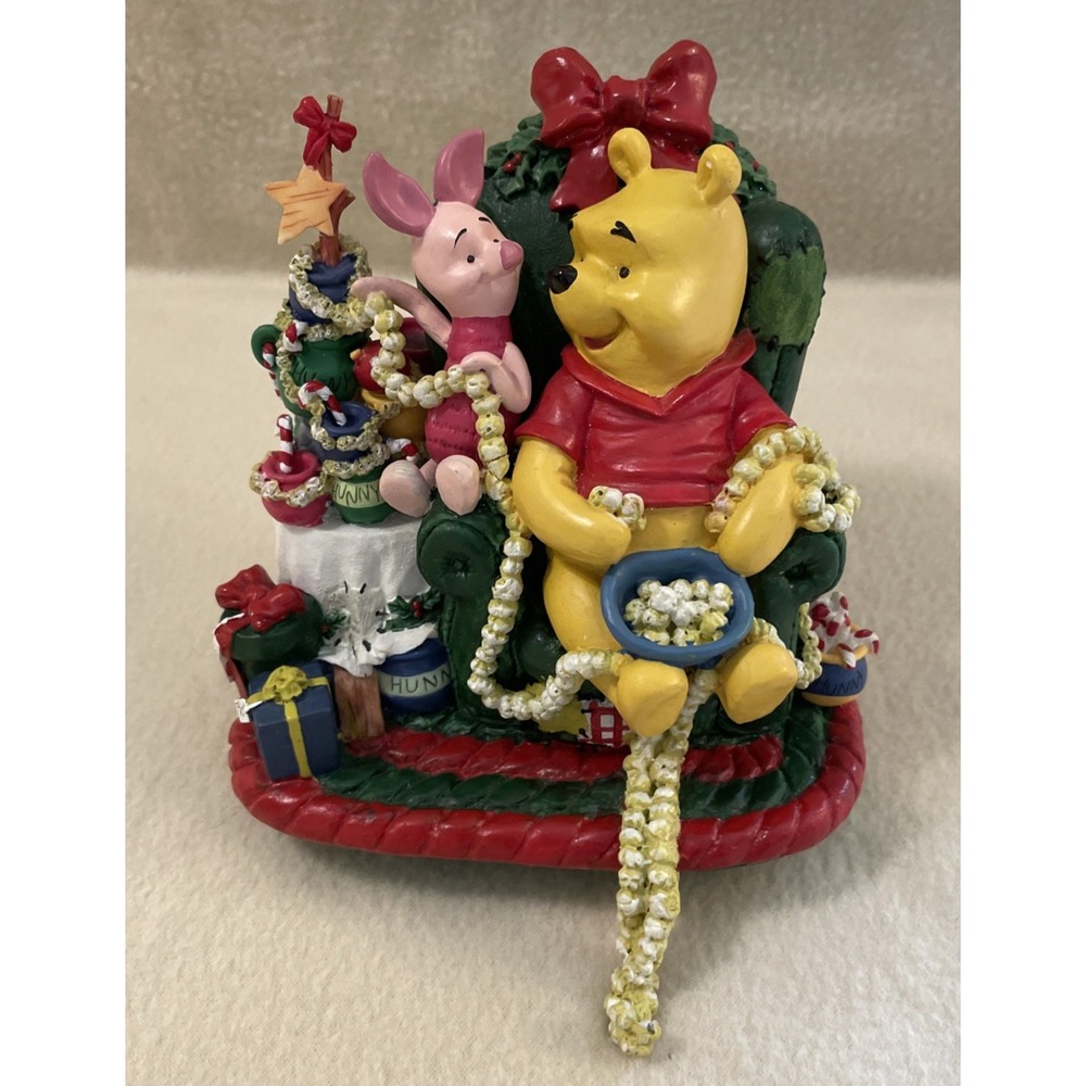 Disney Winnie the Pooh Piglet Christmas Honey Pot Tree Stocking Holder Vtg 1998
